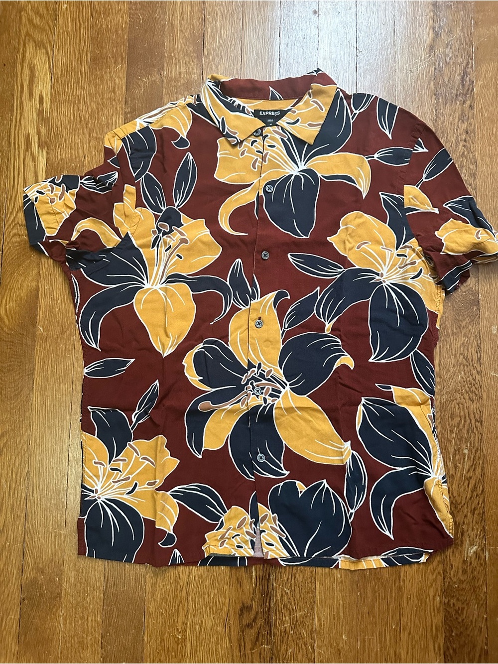 Express Men's Short Sleeve Floral Shirt